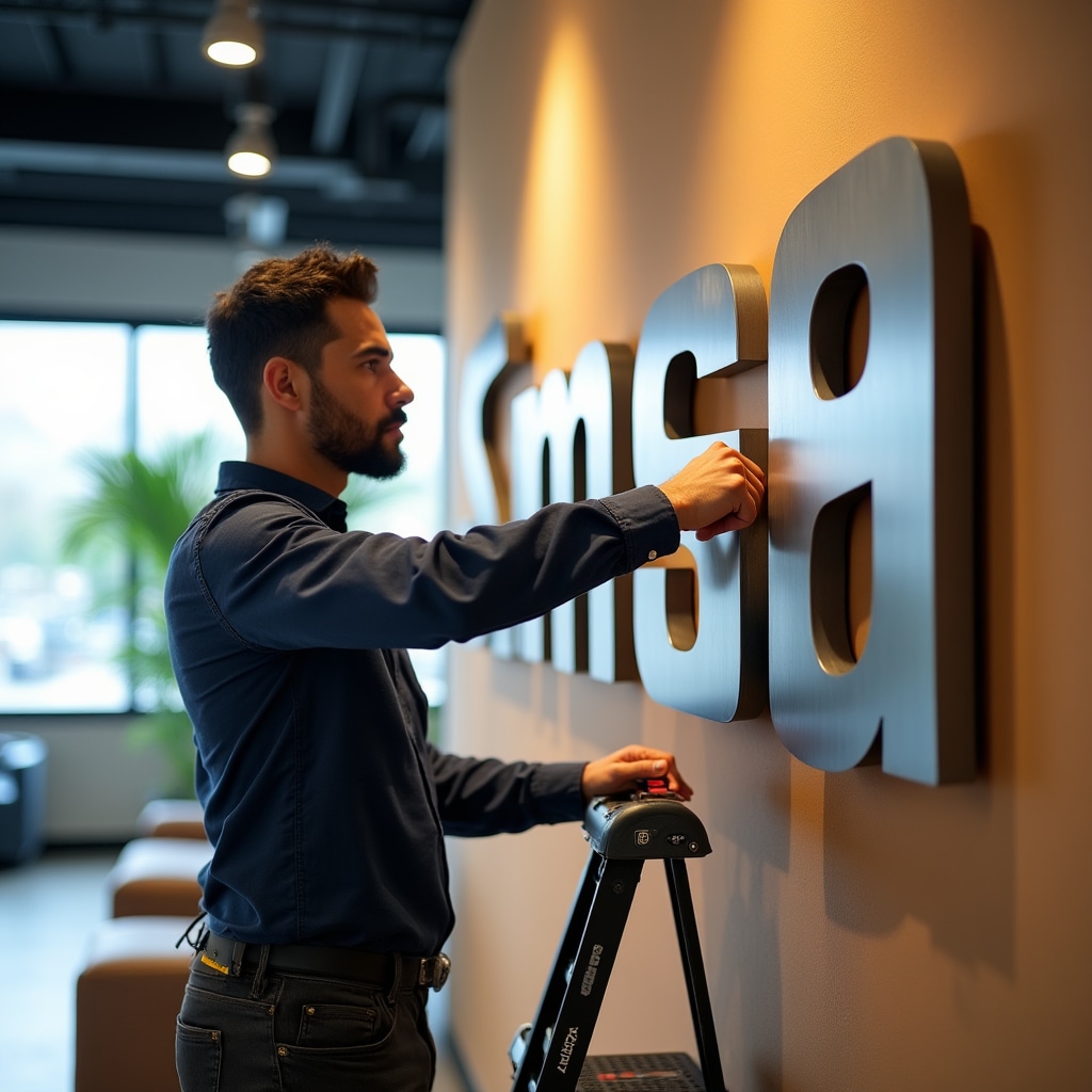 Office signage and branding installation